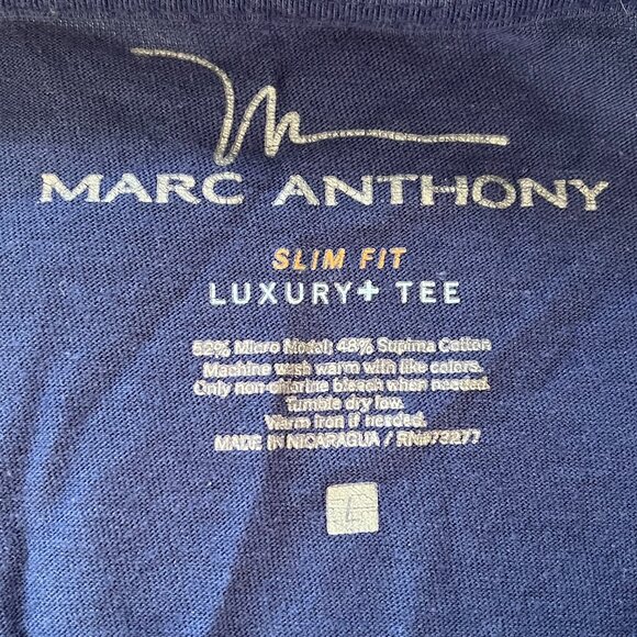 Marc Anthony T-Shirt Short Sleeve Slim Fit Luxury Tee Blue Size L Men's - Picture 3 of 3